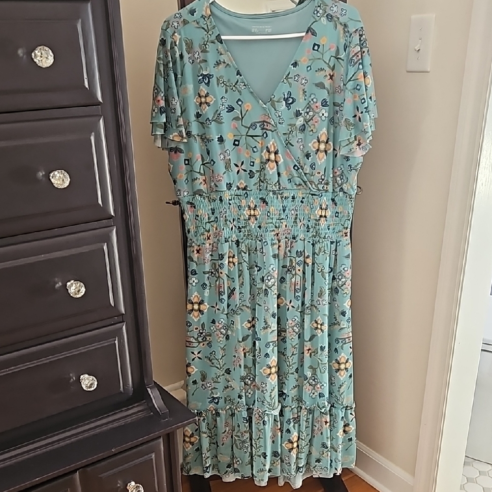 Floral Print Maxi Dress in Teal